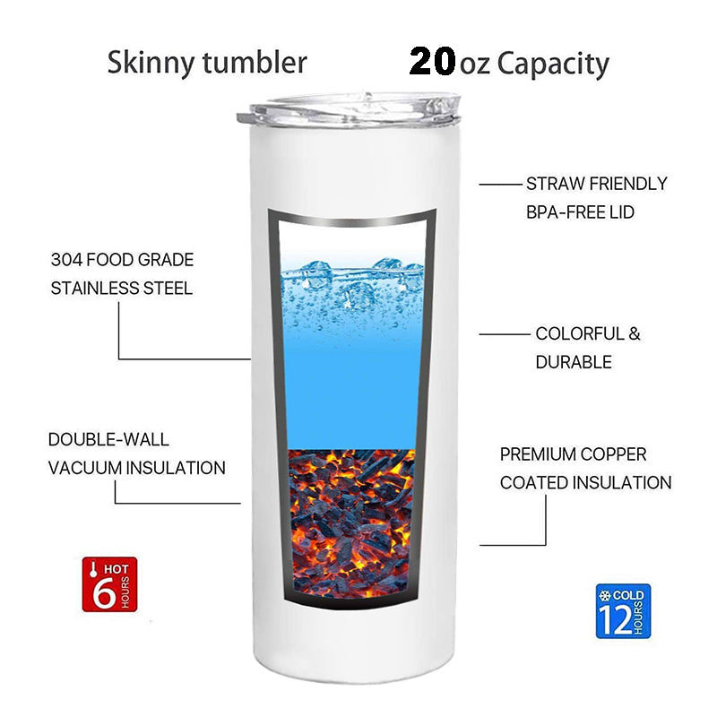 30oz Straight Skinny Stainless Steel Tumbler & Plasitc Straw With Hand –  JOOYO DRINKWARE