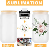 12oz Sublimation Beer Can Frosted Transparent Glasses Cups Tumbler With Bamboo Lid