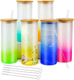 20oz Skinny Sublimation Tumbler Frosted Transparent Glasses Cups Tumbler With Bamboo Lid