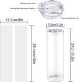 20oz Skinny Sublimation Tumbler Frosted Transparent Glasses Cups Tumbler With Bamboo Lid