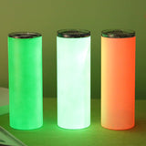 20oz Sublimable Glow In The Dark Straight Skinny Stainless Steel Tumbler & Plasitc Straw