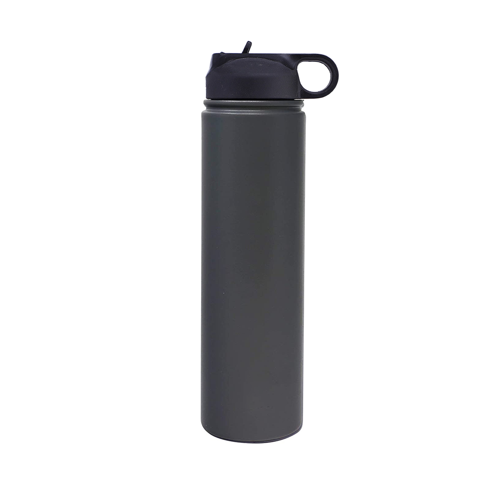 Ezprogear 25 oz Stainless Steel Water Bottle with 3 Lids (Black