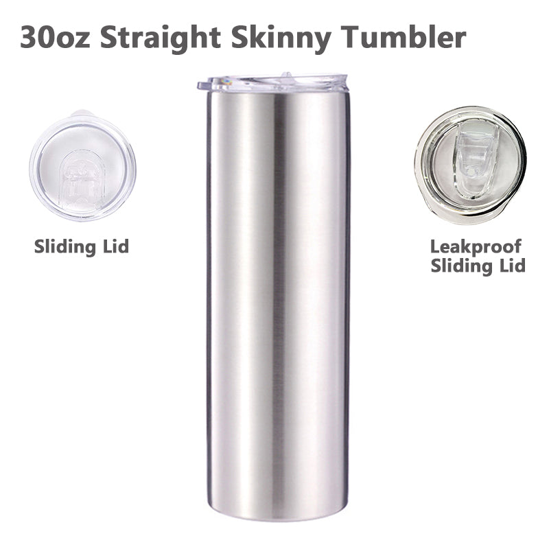 30oz Straight Skinny Tumbler W/ Sliding Lid & Straw Case (25 Units