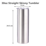 30oz Straight Skinny Stainless Steel Tumbler & Plasitc Straw