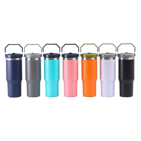 30 oz The IceFlow Flip Straw Tumbler Stainless Steel Tumbler with Straw Handle Lid
