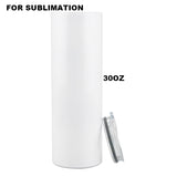30oz  Sublimable Straight Skinny Stainless Steel Tumbler & Plasitc Straw