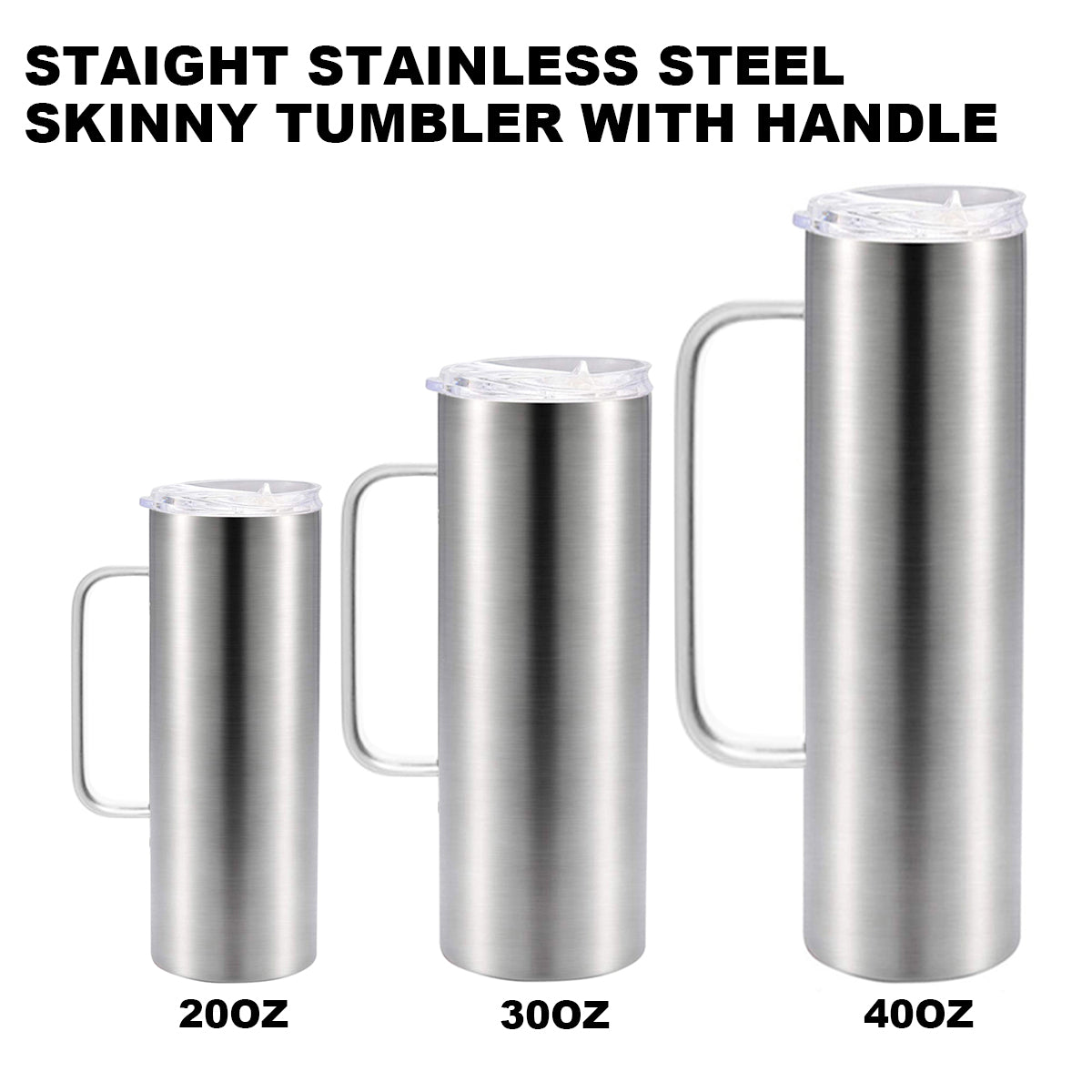 30oz Straight Skinny Stainless Steel Tumbler & Plasitc Straw With Hand –  JOOYO DRINKWARE