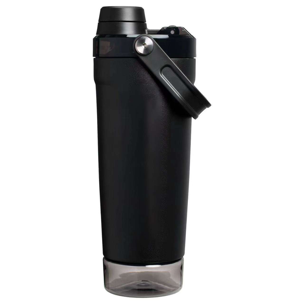 500ml Wholesale Premium Insulated Sports Bottle with clear storage base in black