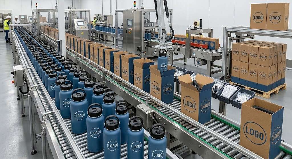 FBA ready packaging for custom stainless steel tumblers in factory
